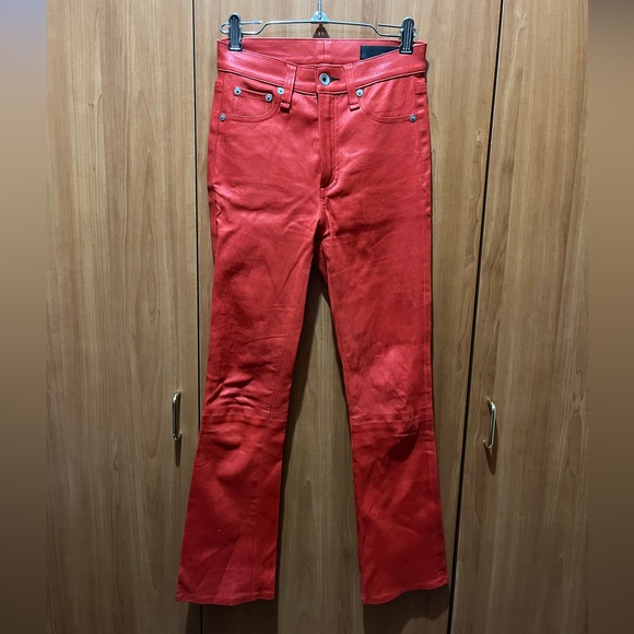 Rag & Bone Women’s Red Hana Leather Pants  Size: 23. NWOT Retail For $995. Rare! - Picture 16 of 16